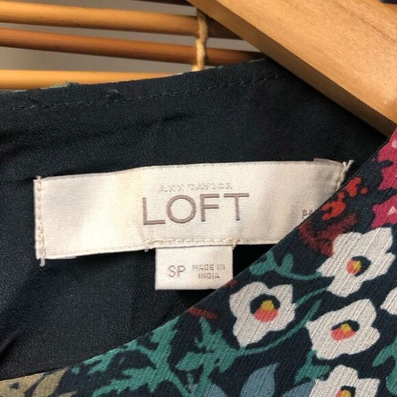 Anne Taylor Loft Petite Small (SP) Tunic Dress Floral Charcoal Grey - Picture 3 of 5